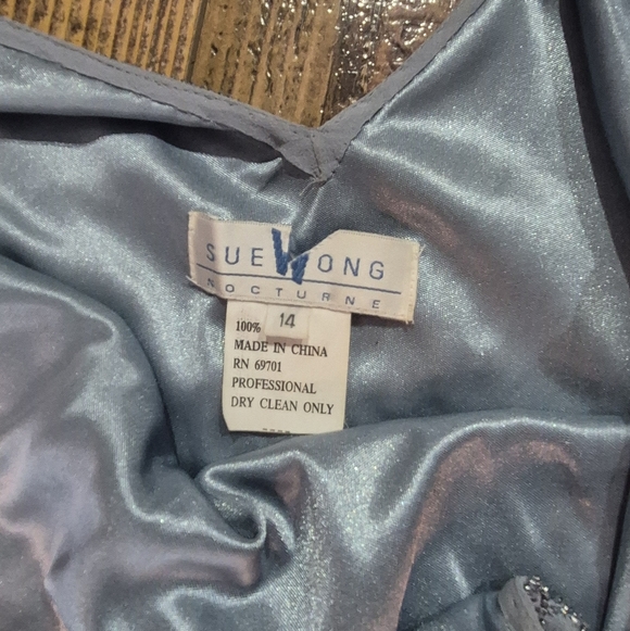 Sue Wong Nocturne Silk Y2K Beaded Embroidered Maxi Dress Size 14 FLAWS - Picture 3 of 16